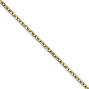 2.2mm 10k Yellow Gold Solid Diamond Cut Cable Chain Necklace, 20 Inch